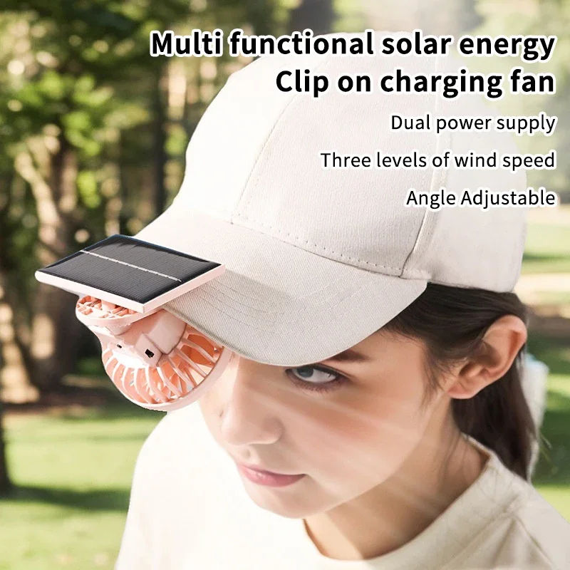 Renewable Energy Fan - พัดลมแบบคลิปออนพลังงานแสงอาทิตย์ USB ชาร์จใหม่ได้ 3 ระดับความเร็ว น้ำหนักเบา