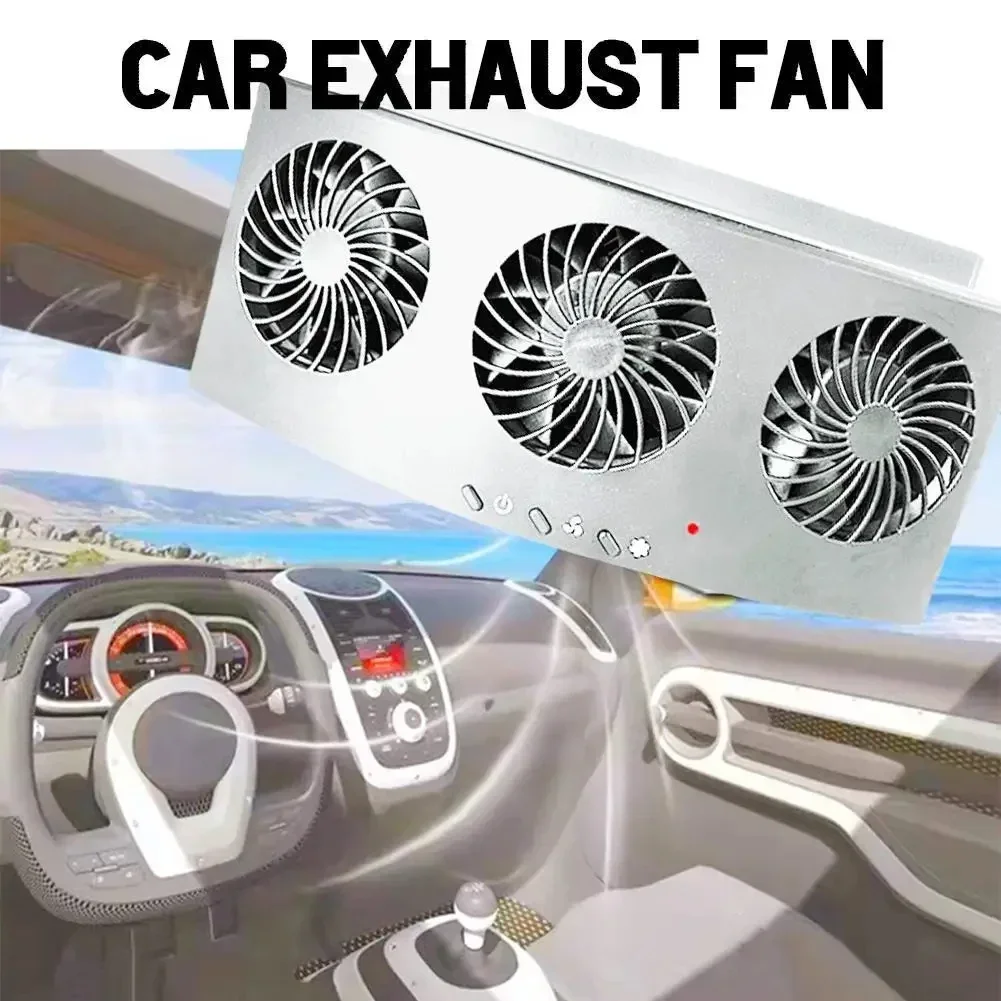 Renewable Energy Fan - พัดลมดูดอากาศในรถยนต์ ชาร์จ USB/พลังงานแสงอาทิตย์ ระบายความร้อนและกระจายความร้อน พลังลมแรง 2/3